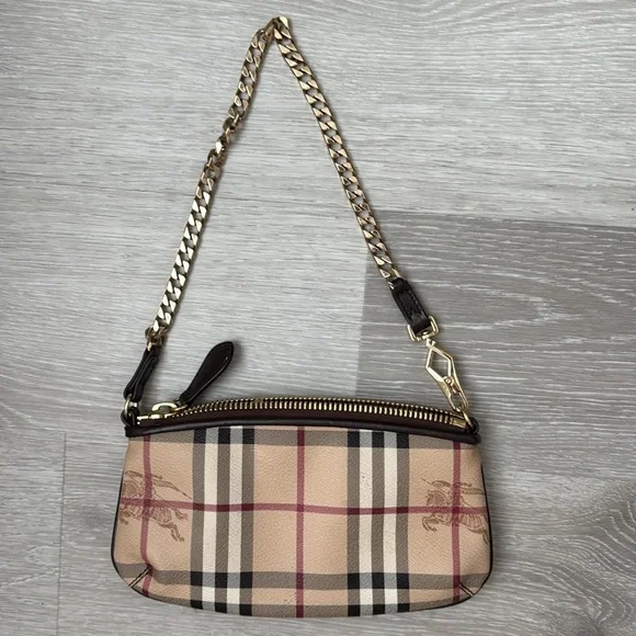 Burberry Haymarket Check Clara Pochette in Chocolate | EUC - Picture 3 of 12